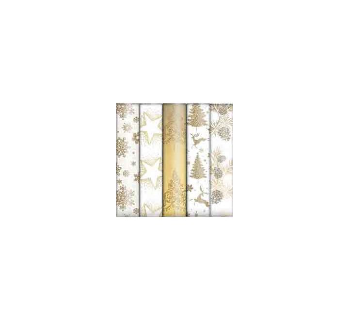 1.5m ASST GOLDS GLITTER CHRISTMAS ROLLWRAP