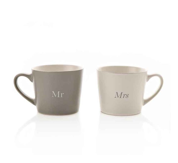 2SET MR & MRS AMORE GREY & WHITE MUGS