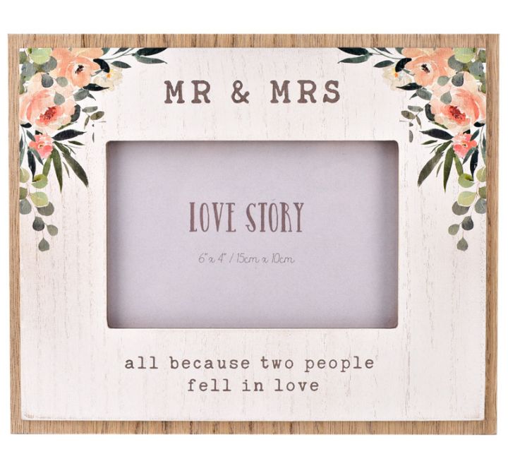 6x4 Mr & Mrs Wooden Photo Frame