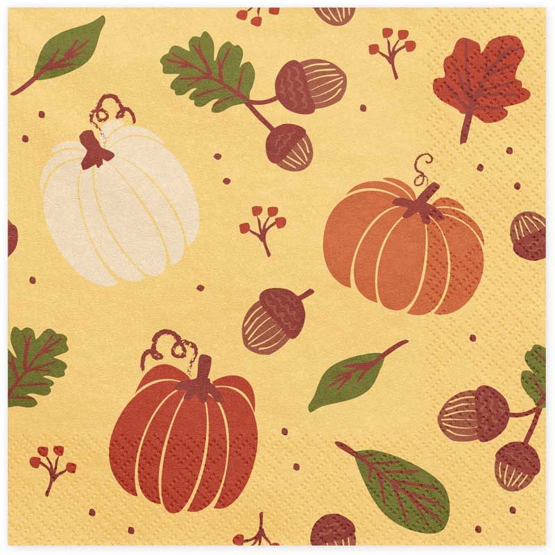 20PK 33cm PUMPKINS AND ACORNS NAPKINS
