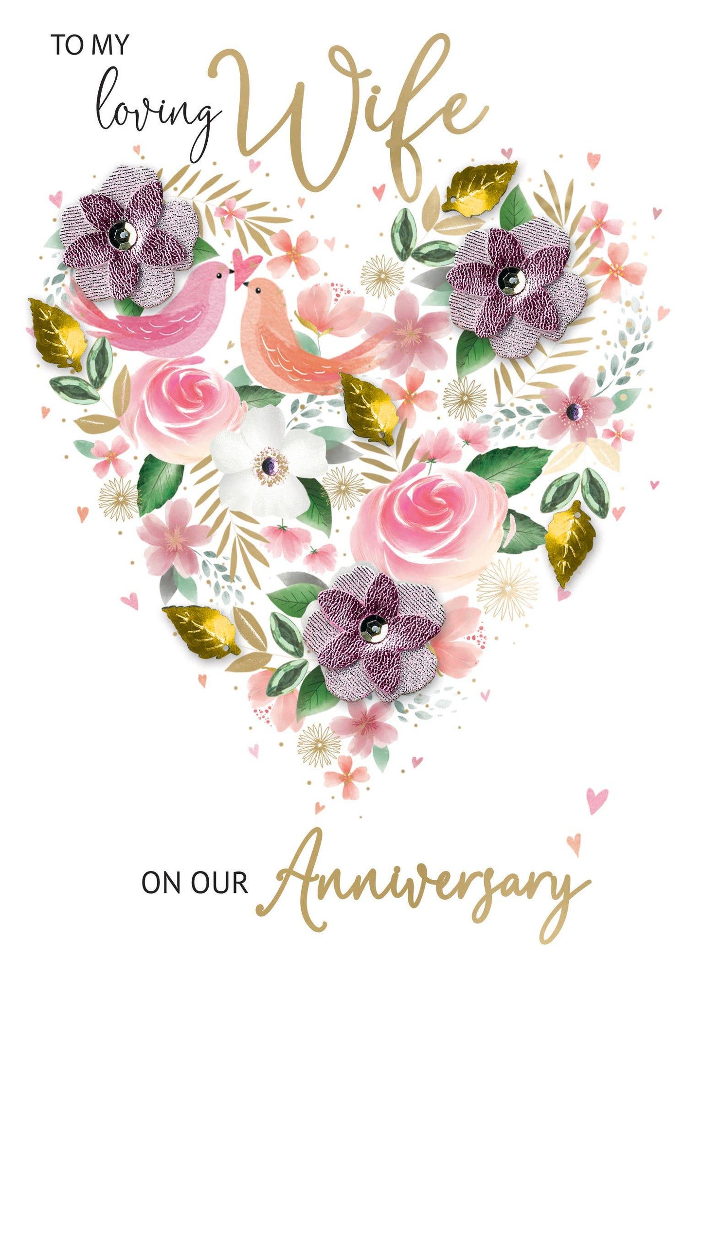 Anniversary Wife - Floral Heart - Champagne - Second Nature