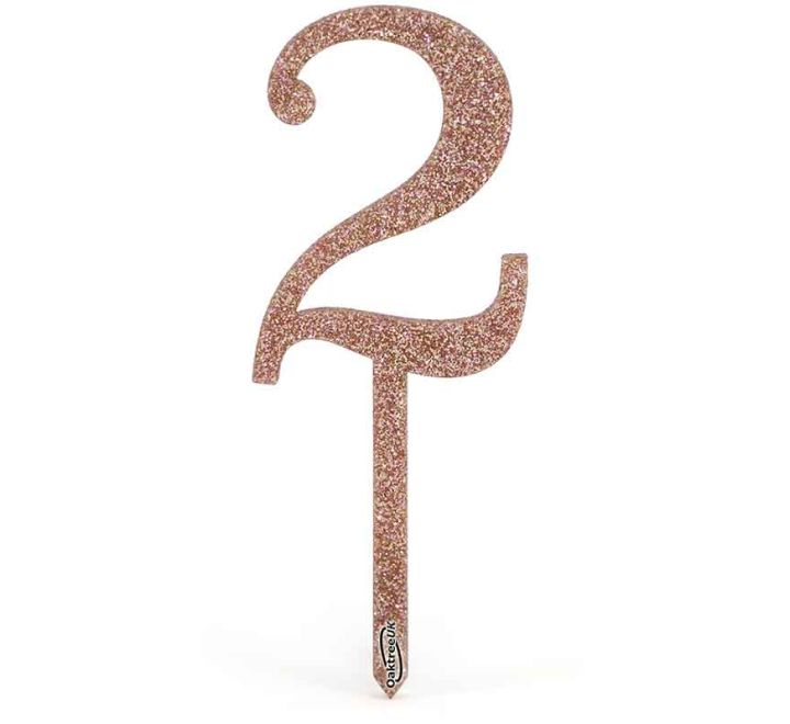 NO.2 ACRYLIC SPARKLING FIZZ ROSE GOLD CAKE TOPPER