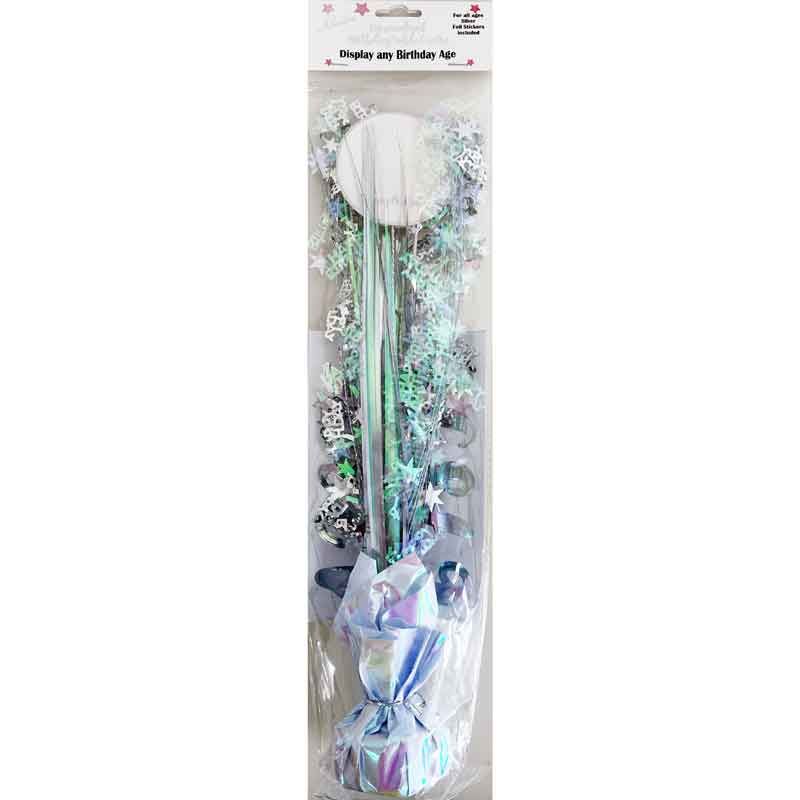 ANY AGE WHITE & SILVER PERSONALISED CENTRE PIECE