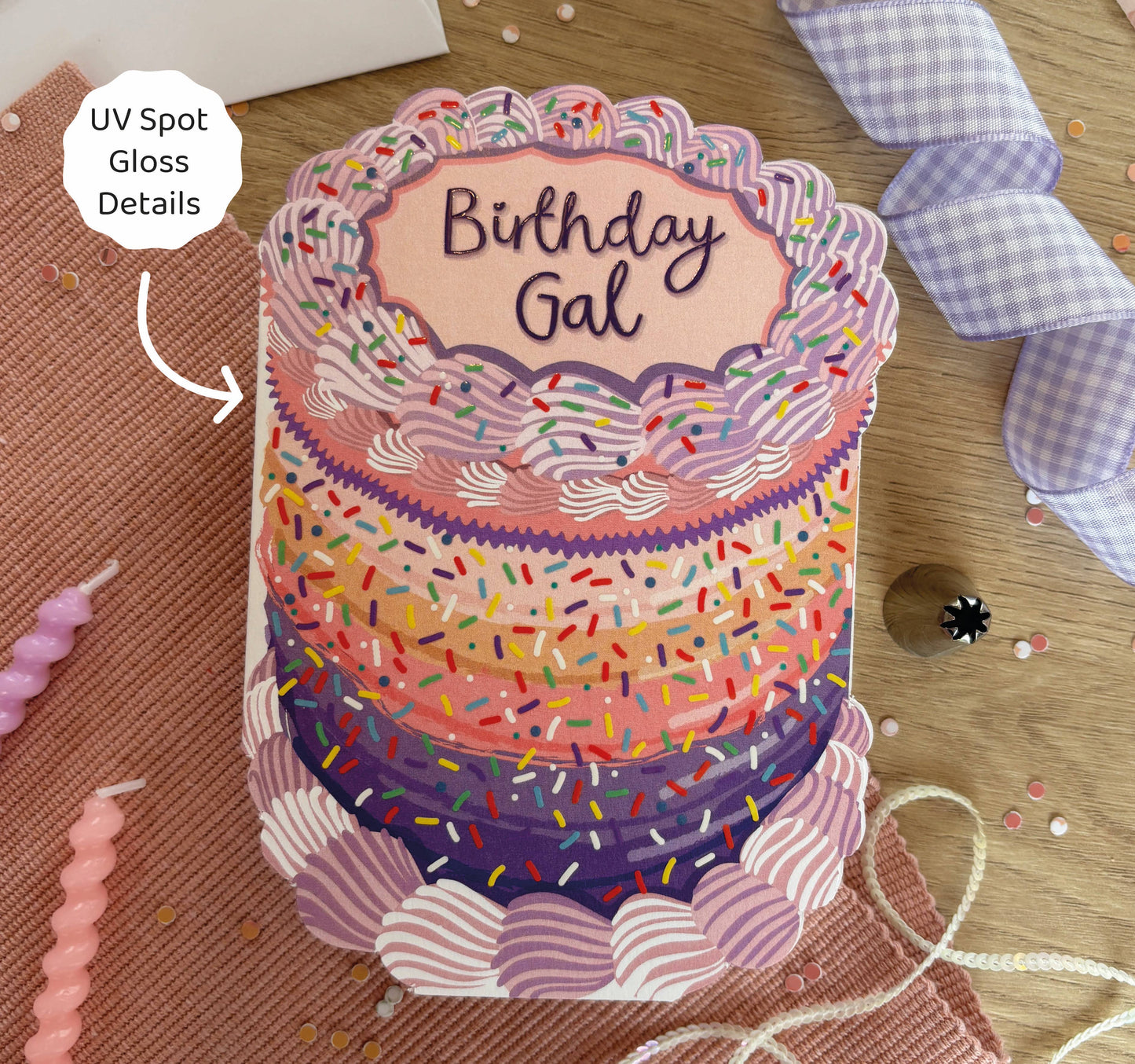 Birthday Gal - Birthday Cake Shaped Greeting Card