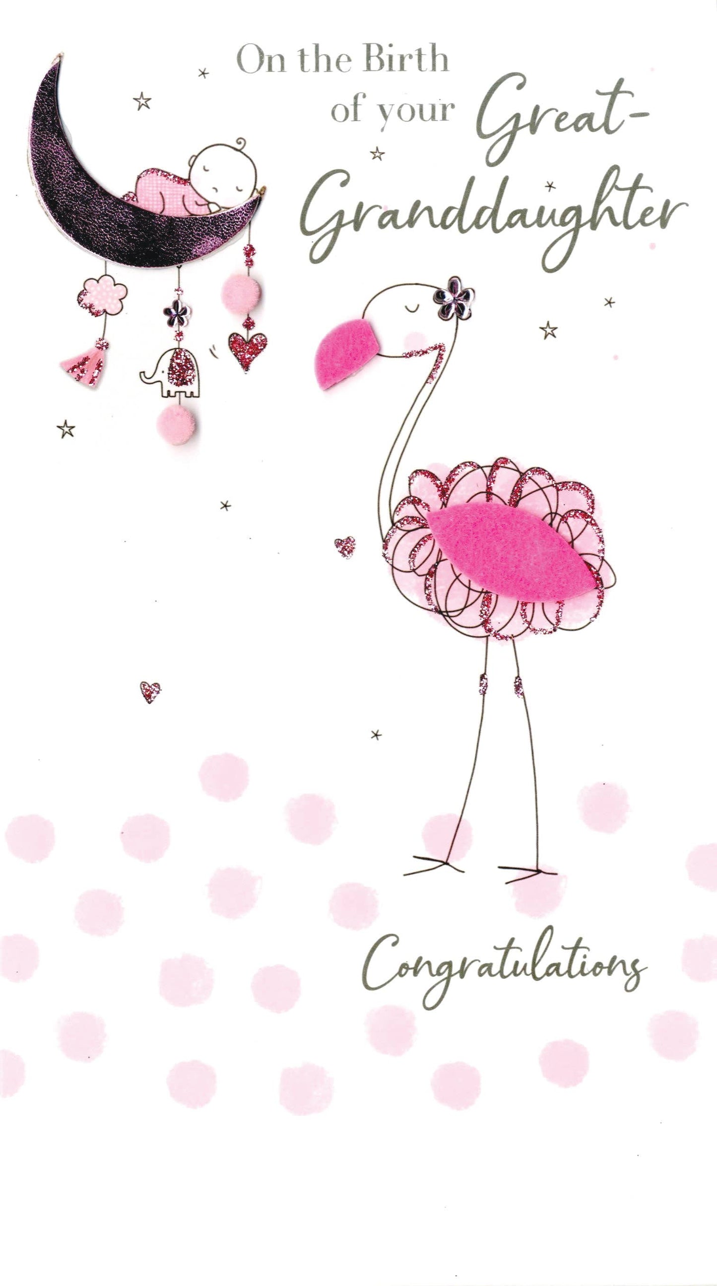 Birth Great Granddaughter - hand-finished Greeting Card