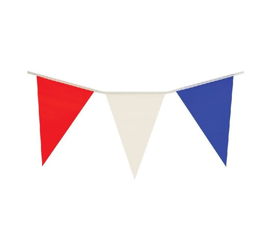 7M PVC RED WHITE & BLUE BUNTING