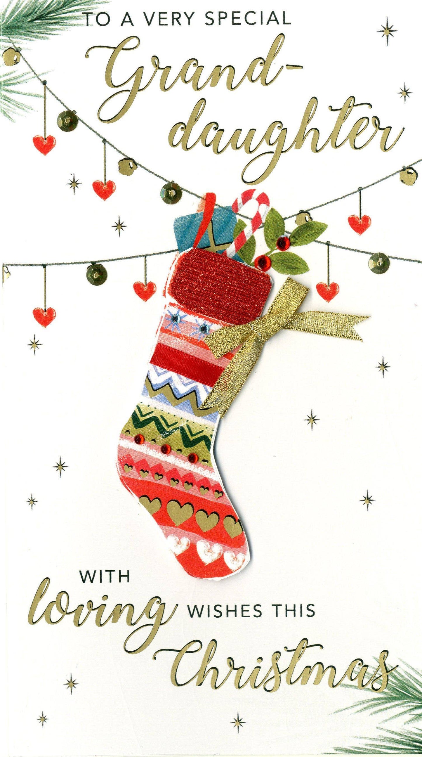 Granddaughter-Stocking-Christmas Card-Champagne-SecondNature