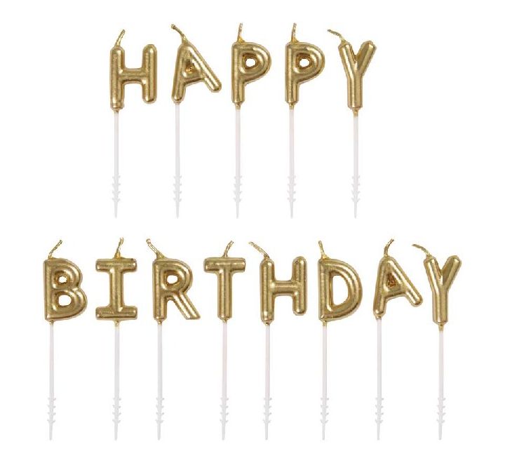 GOLD HAPPY BIRTHDAY PICK CANDLES