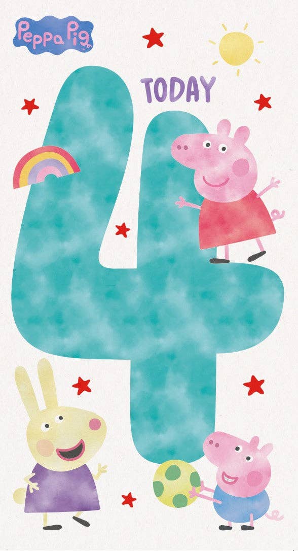 Peppa Pig Age 4 Birthday Card