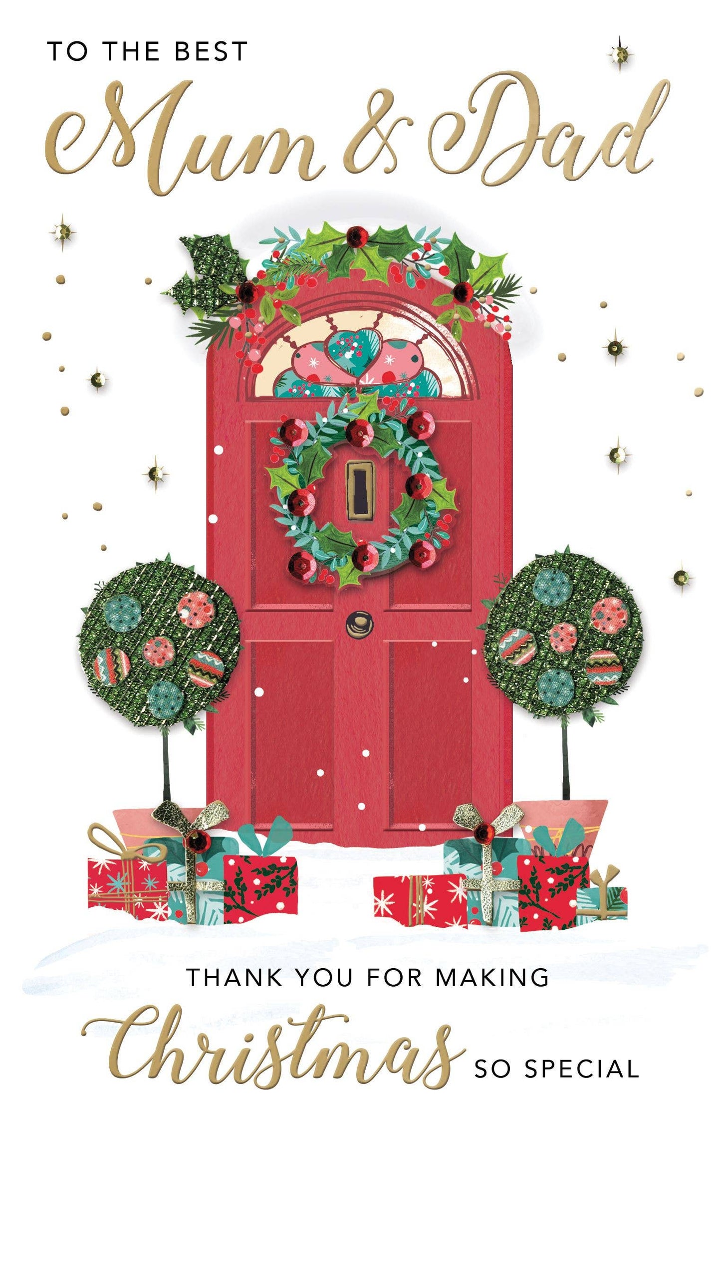 Mum&Dad-PotPlants- Christmas Card -Champagne - Second Nature