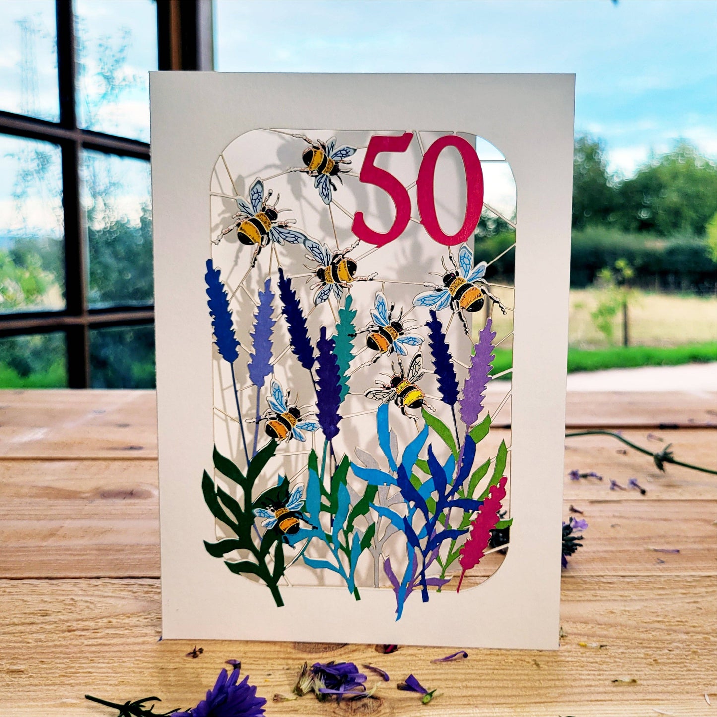 Age 50 Bee Design Birthday Card, 50TH Celebration