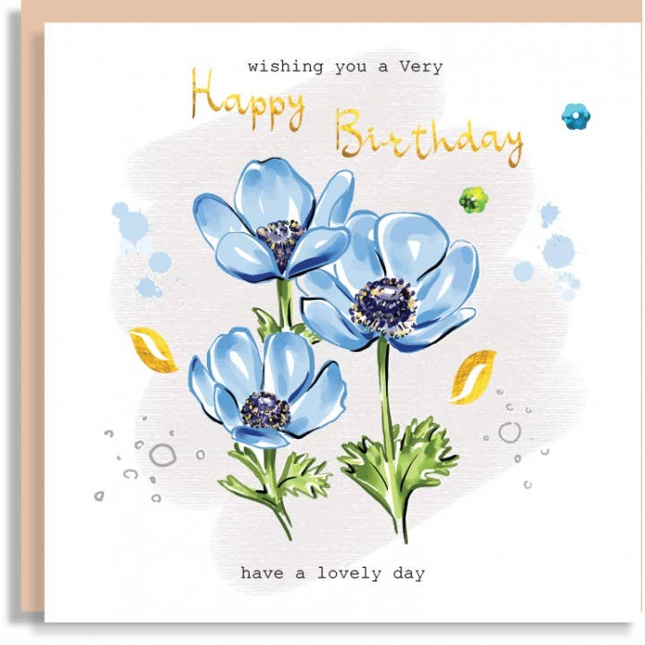 Anemonies 2 Hand-Finished Birthday Sequin Card G24
