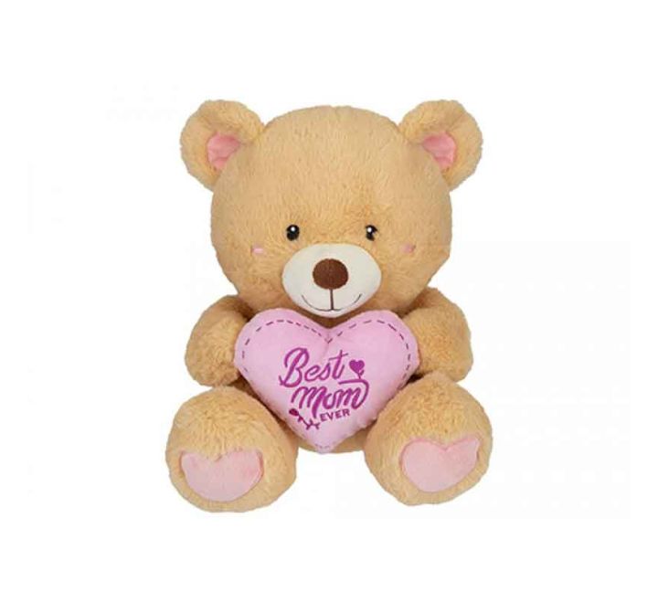 30CM SITTING LIGHT BROWN BEAR WITH MUM HEART