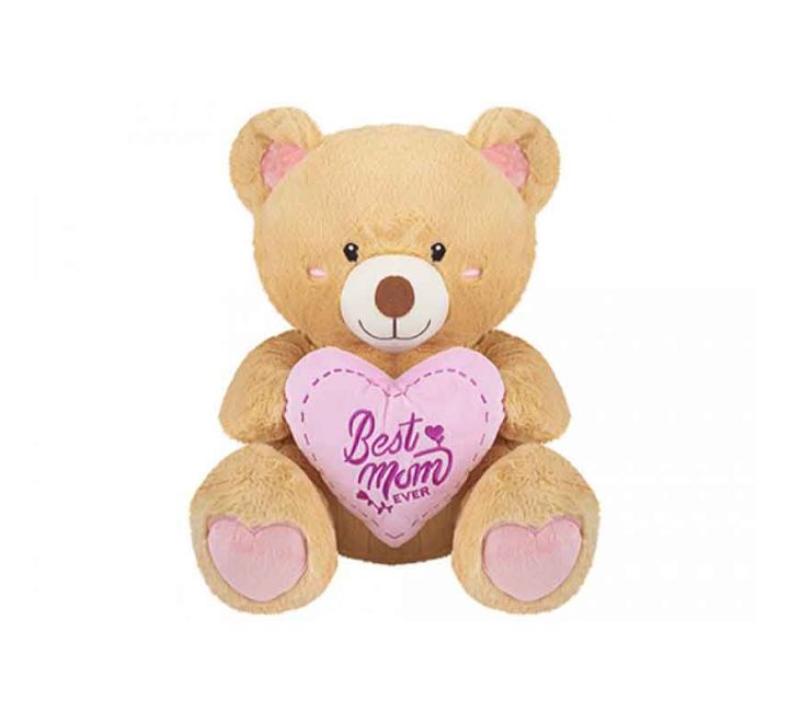 43CM SITTING LIGHT BROWN BEAR WITH MUM HEART