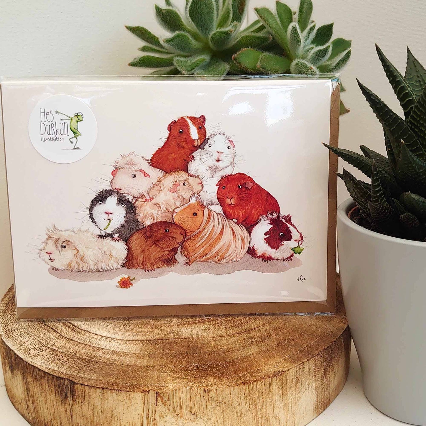 Guinea pig card, Cute Birthday card, Piggy card