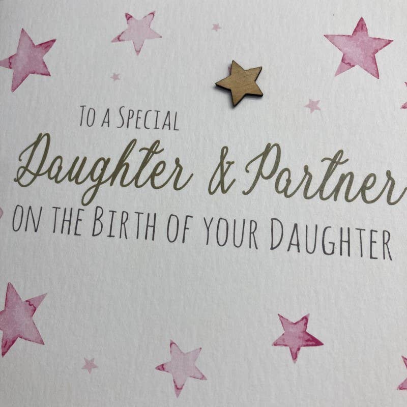 6 X Daughter & Partner - Birth of Daughter Pink Stars