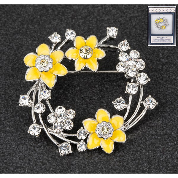 Equilibrium Radiant Daffodil Round Brooch