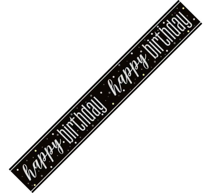 Glitz Black Happy Birthday Banner