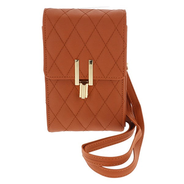 Diamond Quilt Mobile Phone Bag Tan