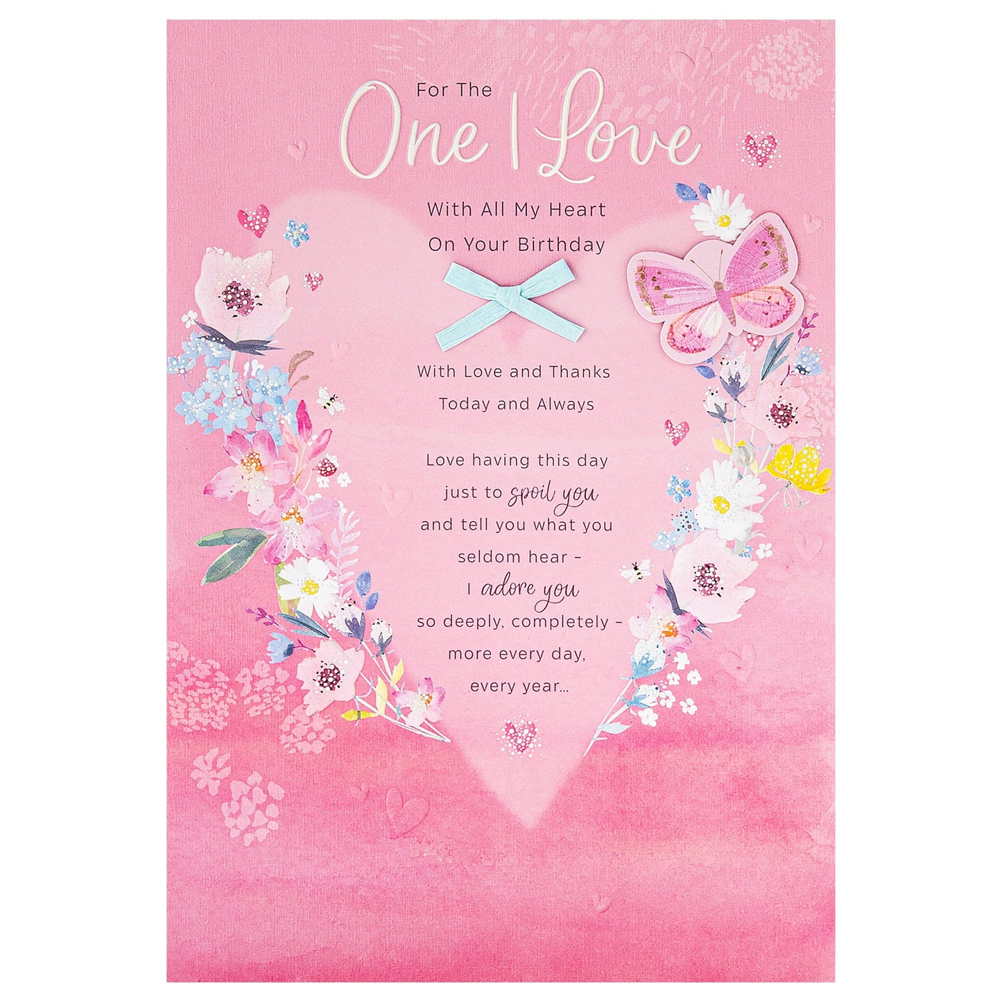 Birthday Card for Loved One with Pink Florals & Verse