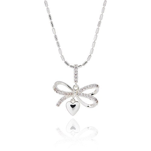 Eternal Bow Hanging Heart Necklace