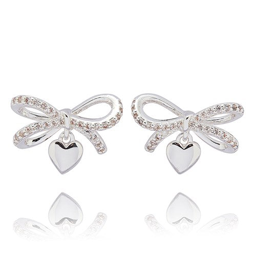 Eternal Bow Hanging Heart Earrings