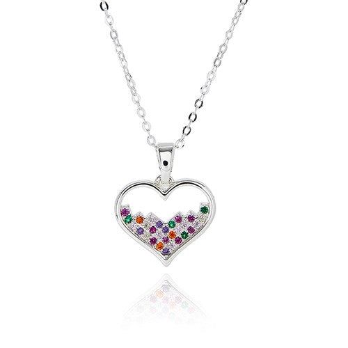 Glam Rox Pretty Heart Silver Plated Necklace