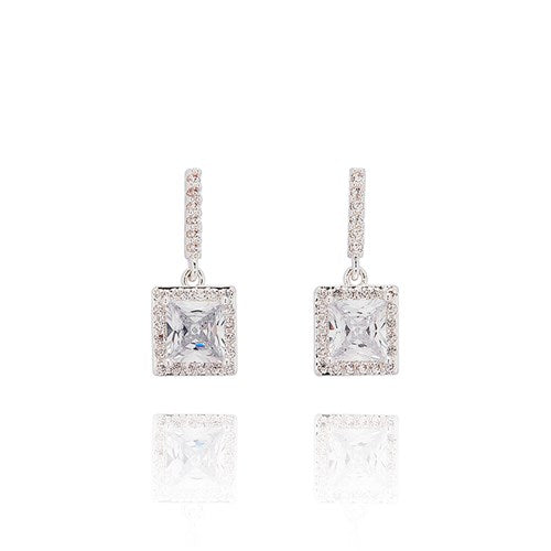 Geometric Glam Square Silver Plated Earrings