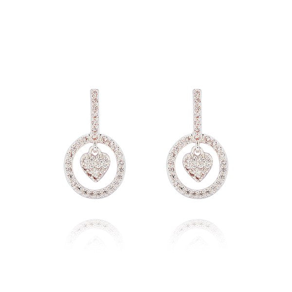 Te Amo Encircled Heart Silver Plated Earrings