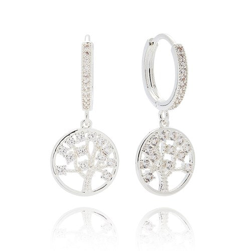 Tree of Life Elegant Silver Plated Earrings