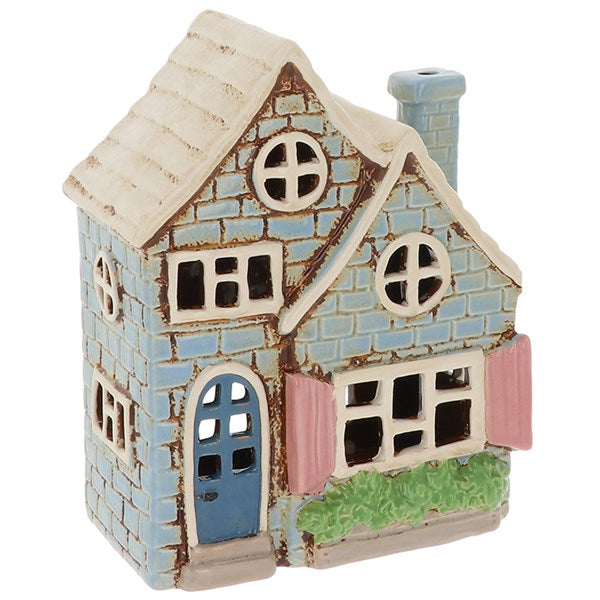 Village Pottery Double House Blue Tealight