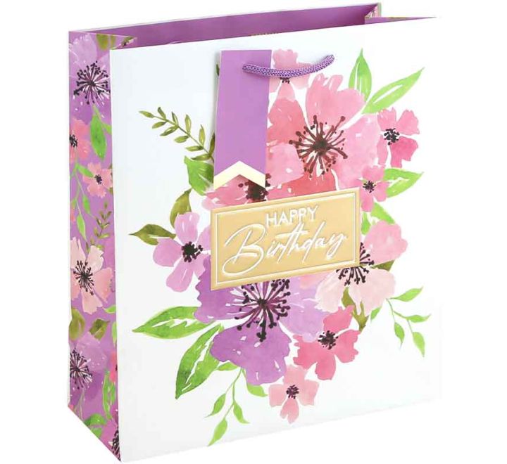 FLORAL HAPPY BIRTHDAY MEDIUM GIFT BAG