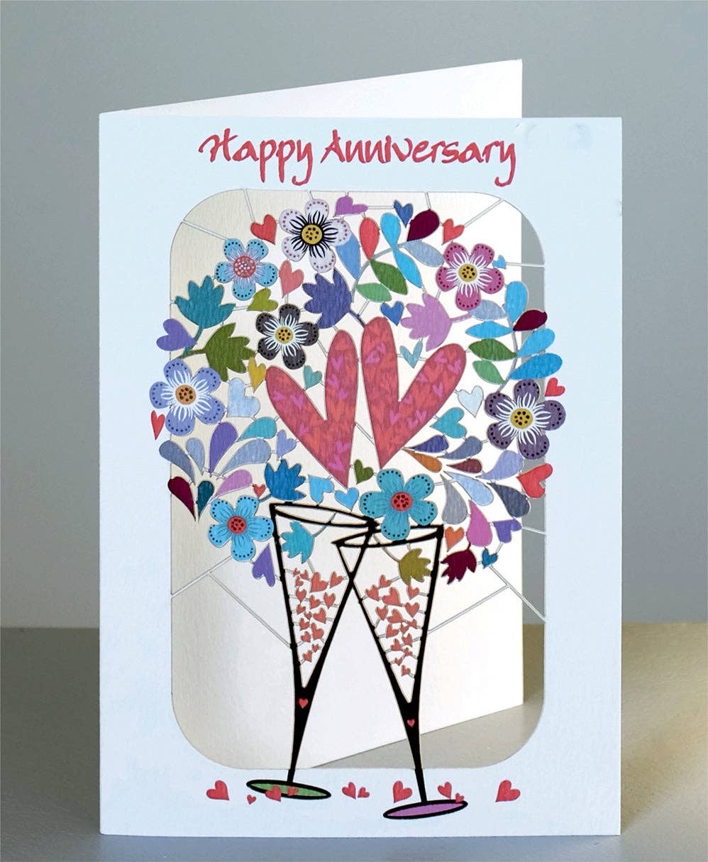 Happy Anniversary with Champagne Glasses Card
