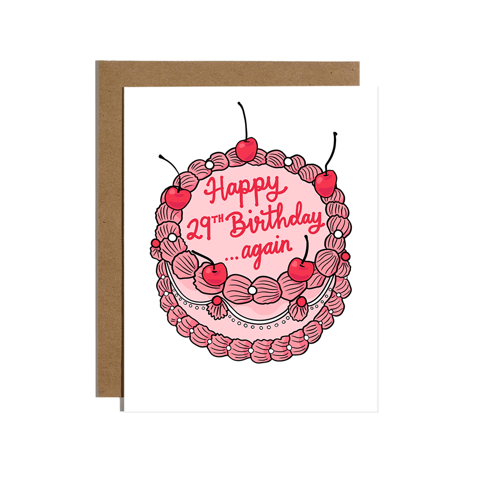 29th Birthday Cake Greeting Card