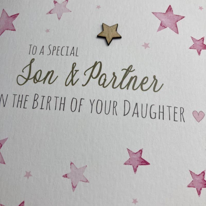 6 X Son & Partner - Birth of Daughter - Pink Stars (S521)