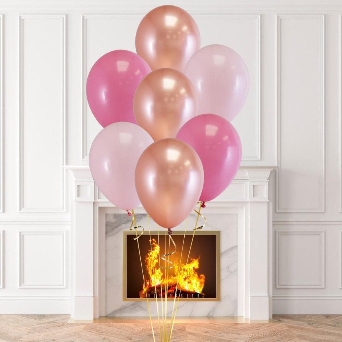 TEMPLATE 2+ Standard Pink Rose Gold Latex Balloon Bouquet (Helium Filled)