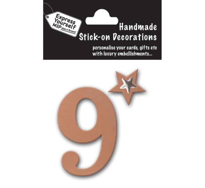 Stick-on Number 9 Rose Gold