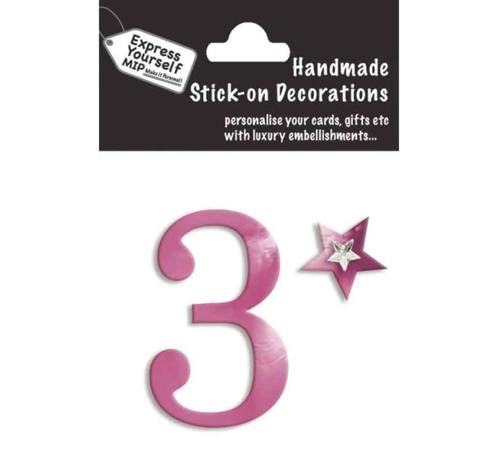 76X50mm NO.3 PINK MINI NUMBER STICKER