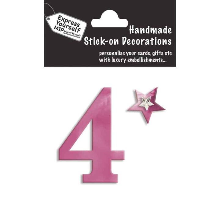 76X50mm NO.4 PINK MINI NUMBER STICKER