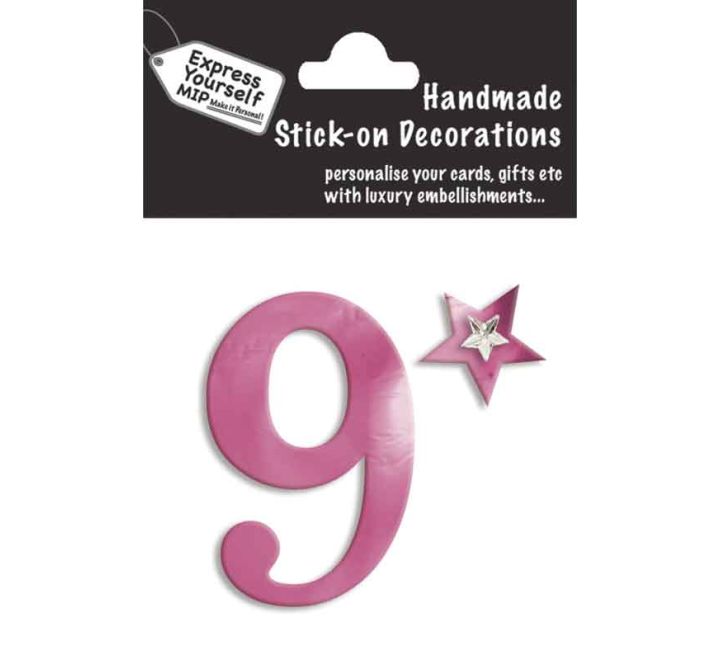 76X50mm NO.9 PINK MINI NUMBER STICKER