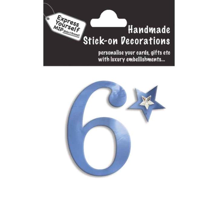 76X50mm NO.6 BLUE MINI NUMBER STICKER