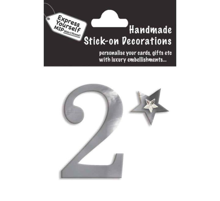 76X50mm NO.2 SILVER MINI NUMBER STICKER
