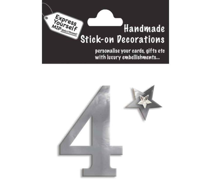 76X50mm NO.4 SILVER MINI NUMBER STICKER