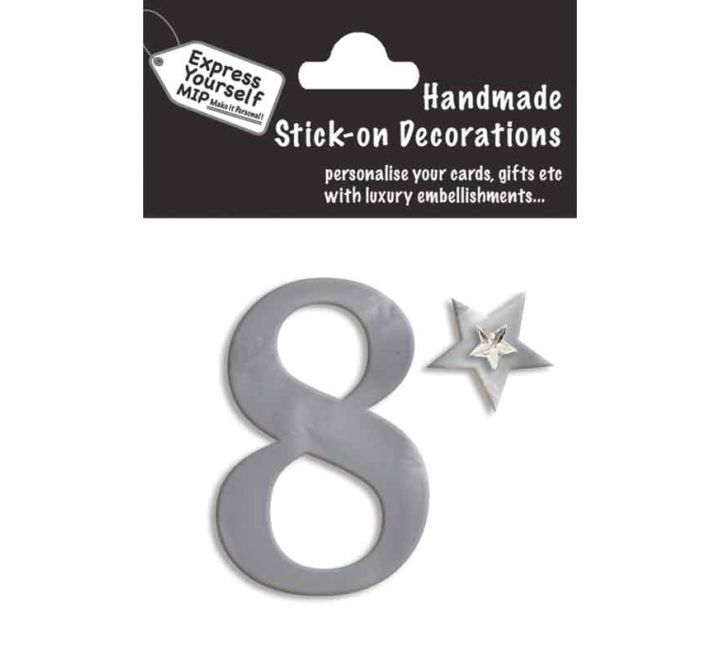 76X50mm NO.8 SILVER MINI NUMBER STICKER