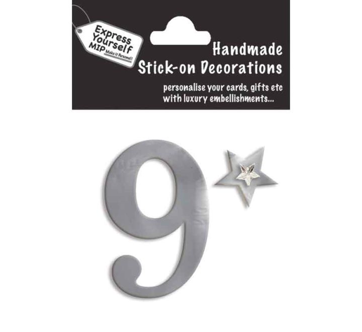 76X50mm NO.9 SILVER MINI NUMBER STICKER