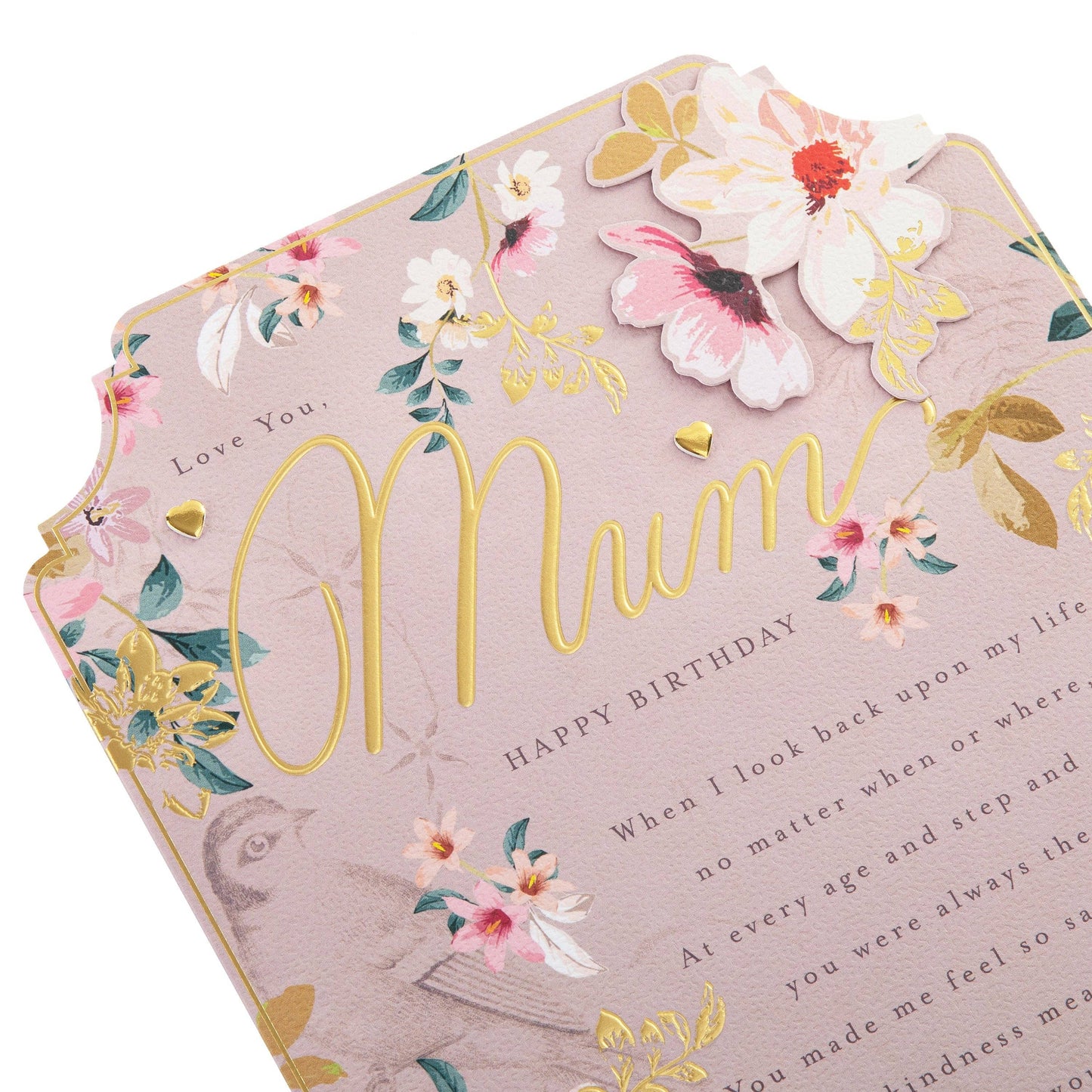 Birthday Card for Mum - Floral Design with Verse