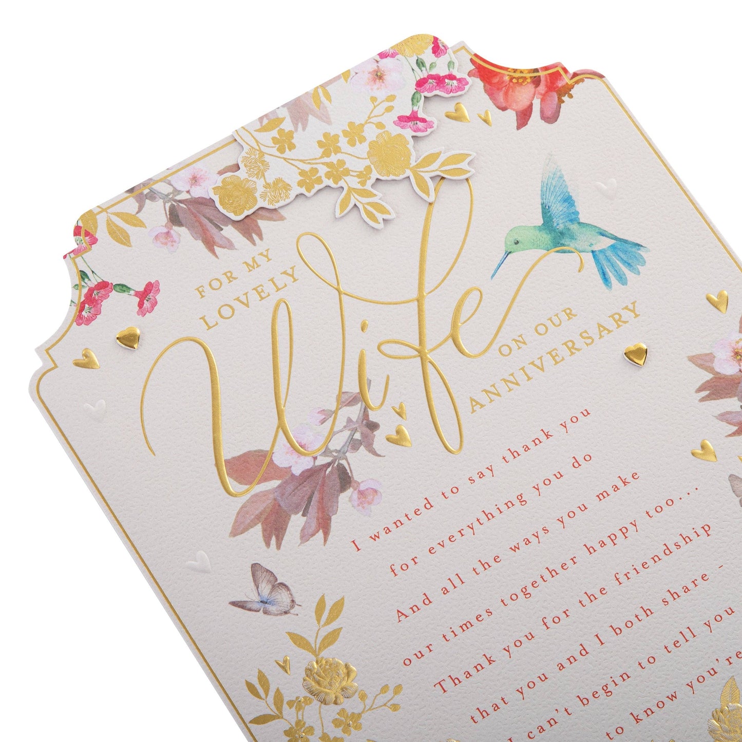 Anniversary Card for Wife with Floral Design and Verse