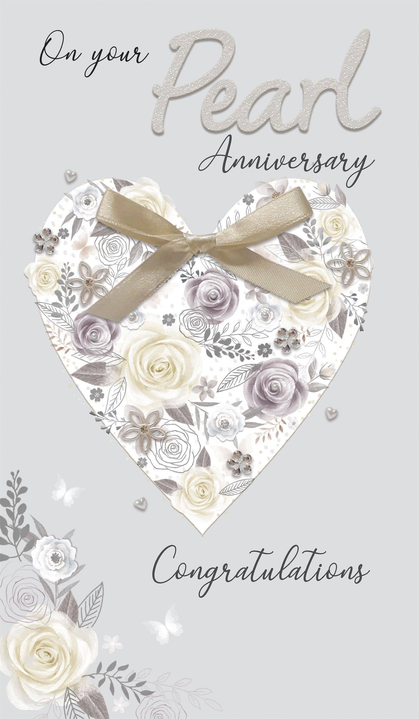 Pearl Anniversary -Heart Flowers - Champagne - Second Nature