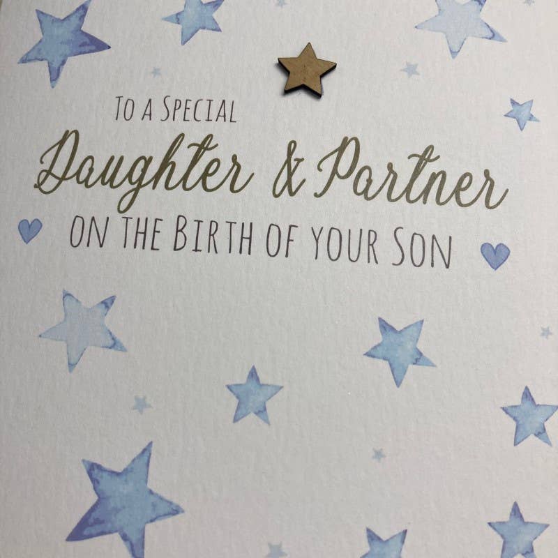 6 X Daughter & Partner - Birth of Son - Blue Stars (S518)