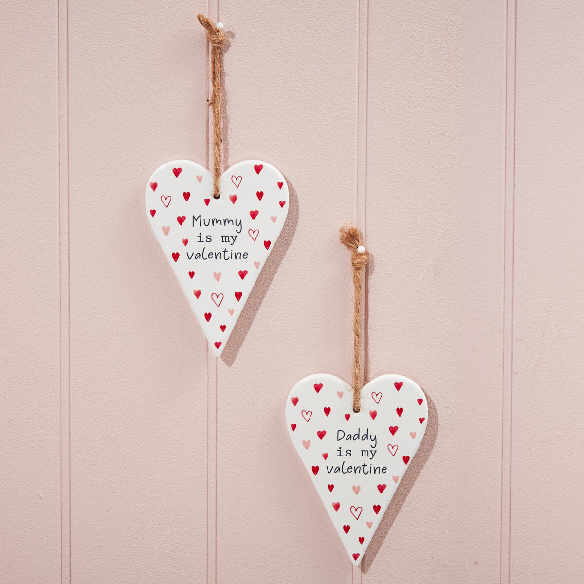 Mummy & Daddy Valentine Hanging Heart 2 Asstd white Ceramic